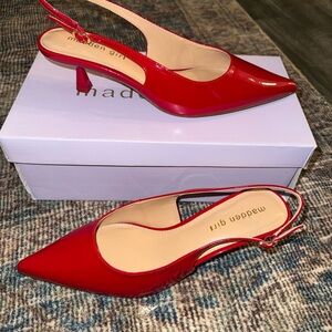 Madden Girl by Steve Madden size 8 red patent sling back heel NWB
